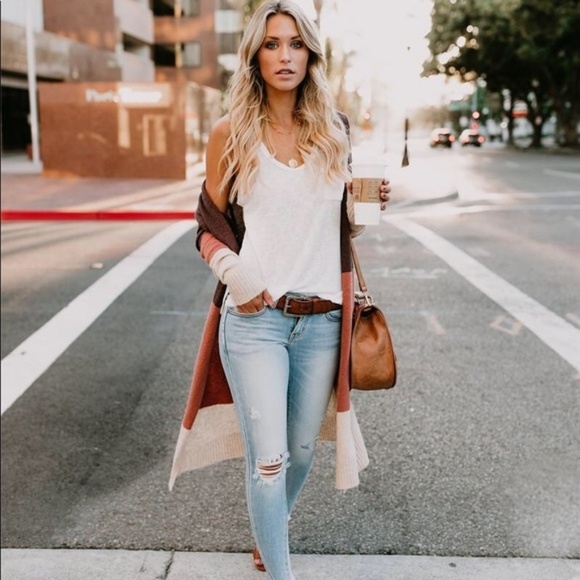 Teresa Color Block Knit Cardigan Sweater Top - Picture 2 of 7